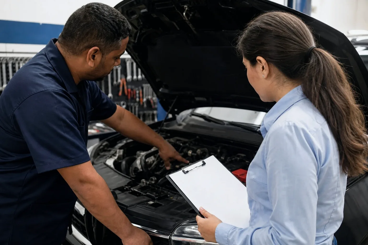 Despachante trabalhando na tela do computador para cadastro de motor.